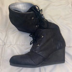 Maurice’s black wedge booties